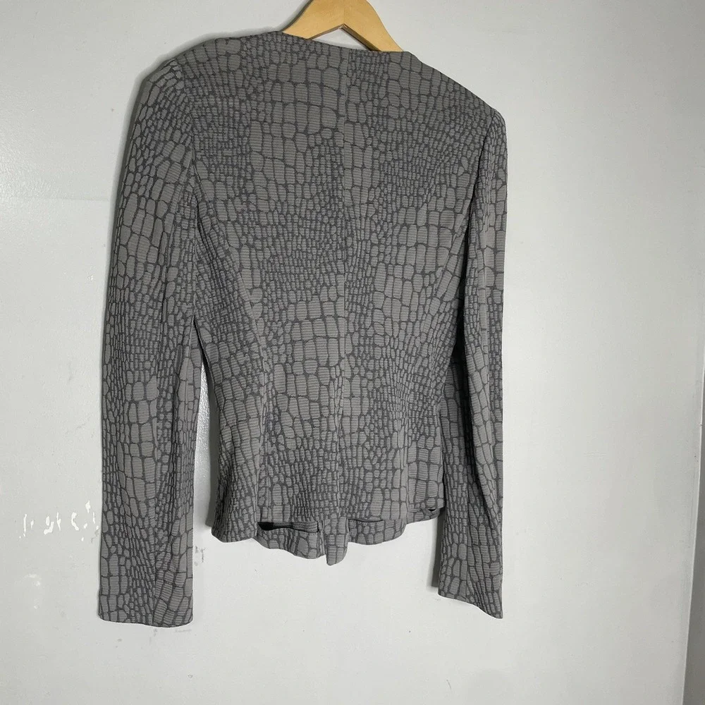 ARMANI COLLEZIONI Gray Textured Belted Blazer Jacket Women's Size 8